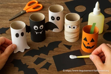 Bricolage Halloween avec rouleau de papier toilette : idées faciles et originales