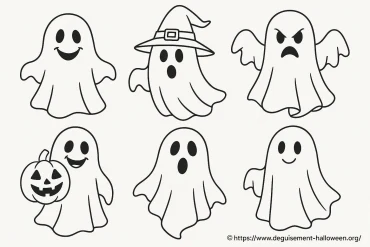 Dessins de fantôme pour Halloween à imprimer et colorier facilement