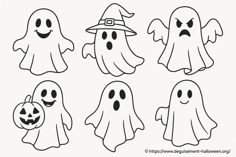 Dessins de fantôme pour Halloween à imprimer et colorier facilement