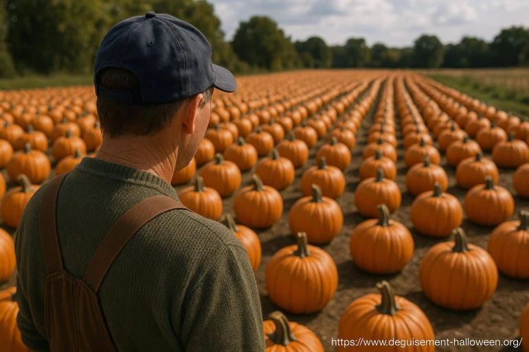 Les citrouilles d'halloween récoltées avec trois semaines d'avance près de Loudun