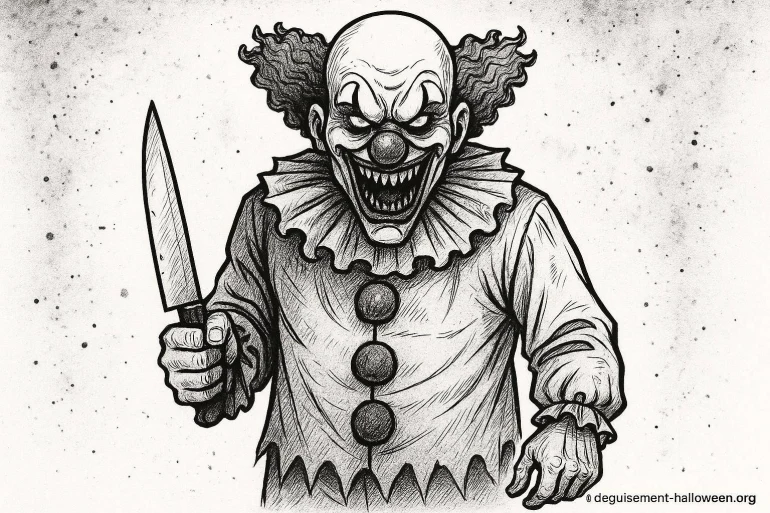 Dessin halloween qui fait peur clown à imprimer : sélection gratuite à découvrir