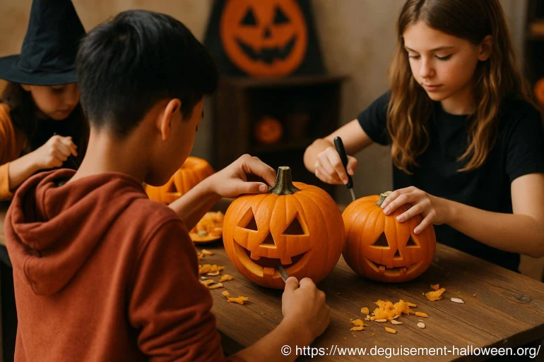 Atelier de sculpture sur citrouille pour halloween à Châteauroux en 2025