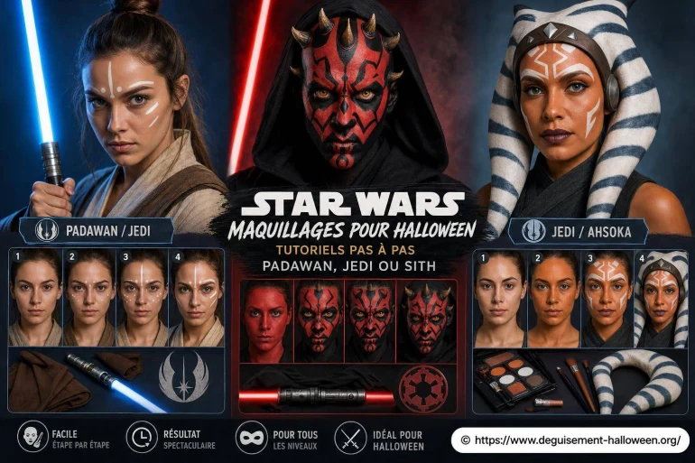 Maquillage Star Wars pour Halloween : tutoriels Padawan, Jedi et Sith