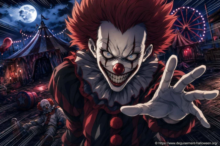 Clown terrifiant au carnaval nocturne