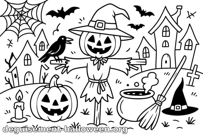 Coloriage d'épouvantail d'Halloween
