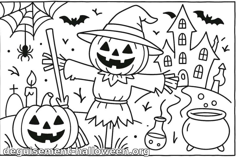 Coloriage d'épouvantail d'Halloween