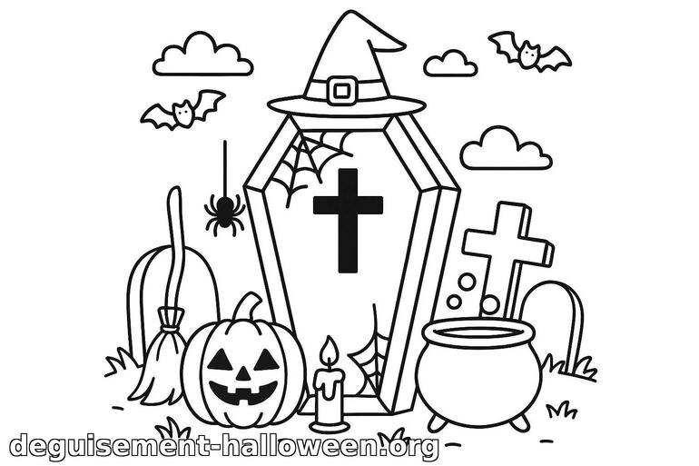 Coloriage de cercueil d'Halloween
