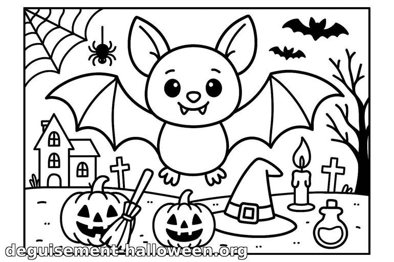 Coloriage de chauve-souris d'Halloween