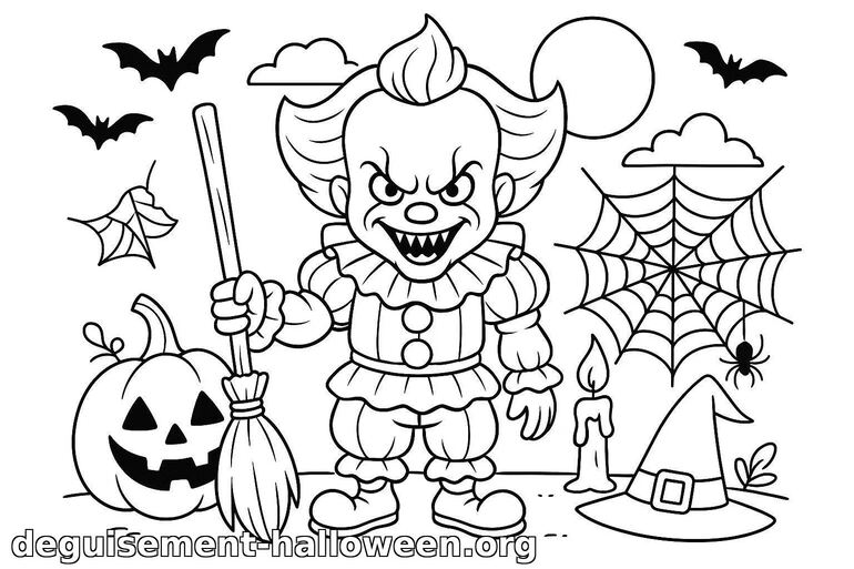 Coloriage de clown effrayant d'Halloween