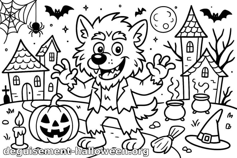 Coloriage de loup-garou d'Halloween