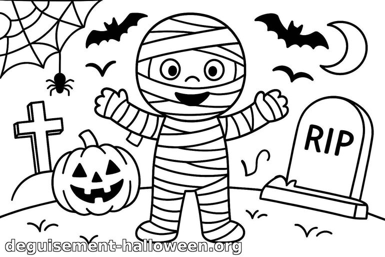 Coloriage de momie d'Halloween