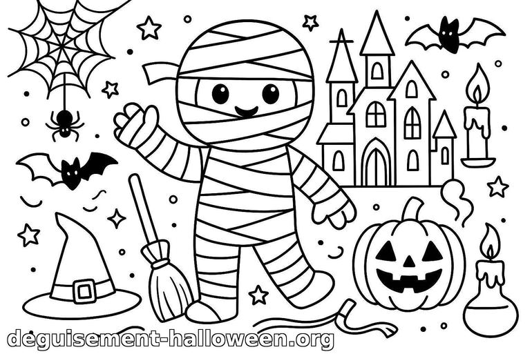 Coloriage de momie d'Halloween