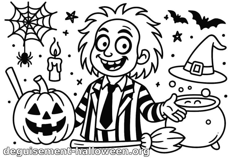 Coloriage de personnage d'Halloween joyeux
