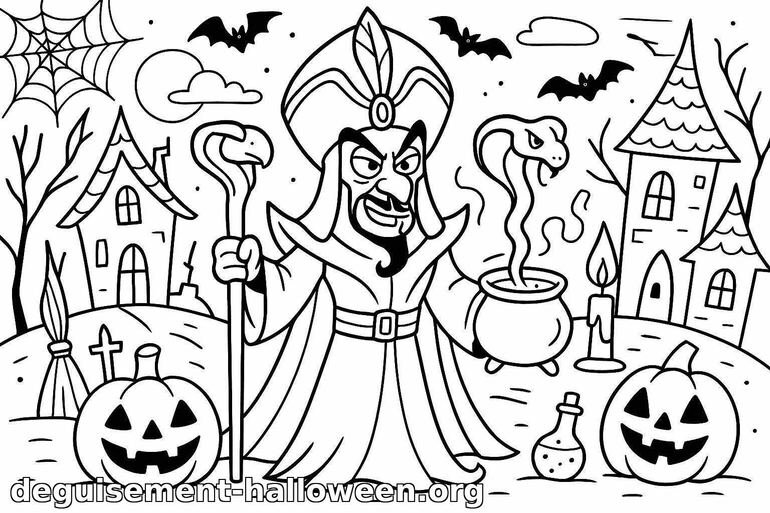 Coloriage de sorcier maléfique pour Halloween
