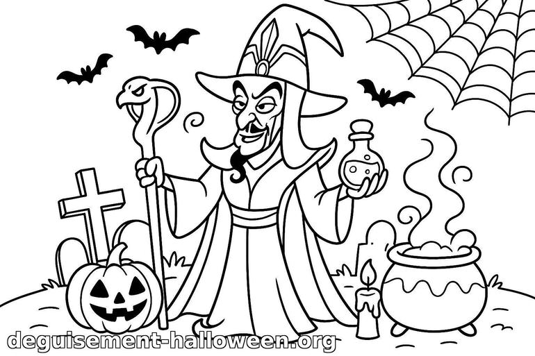 Coloriage de sorcier pour Halloween