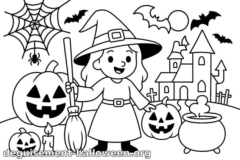 Coloriage de sorcière d'Halloween