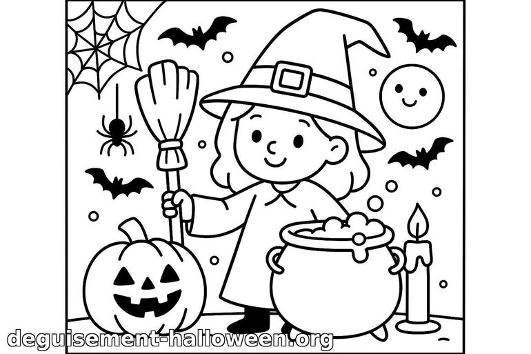 Coloriage de sorcière d'Halloween