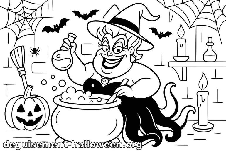 Coloriage de sorcière d'Halloween