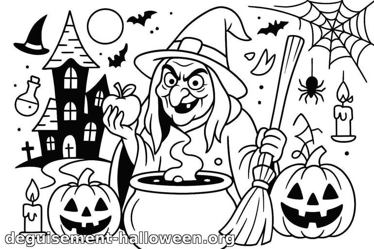 Coloriage de sorcière pour Halloween