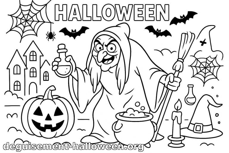 Coloriage de sorcière pour Halloween