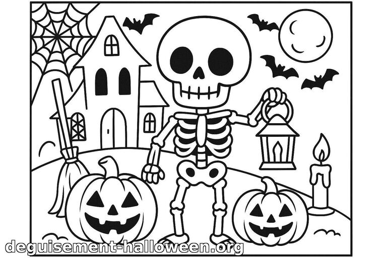 Coloriage de squelette pour Halloween