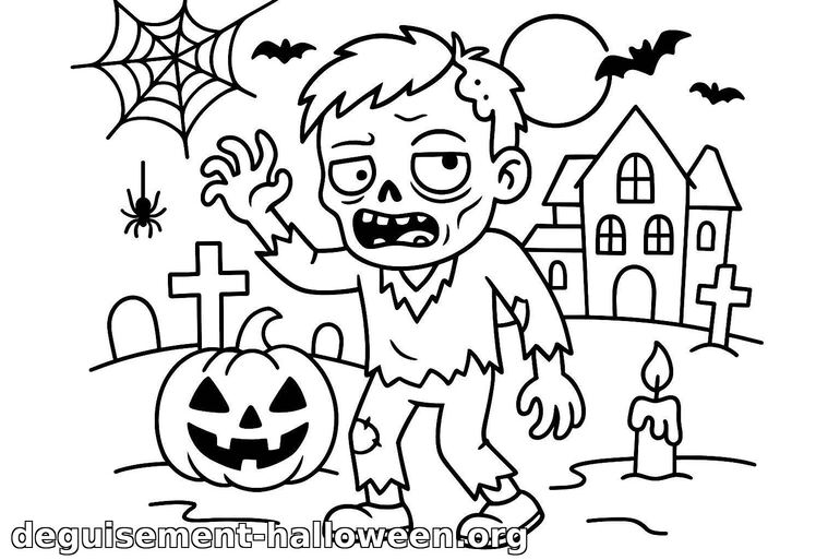 Coloriage de zombie d'Halloween