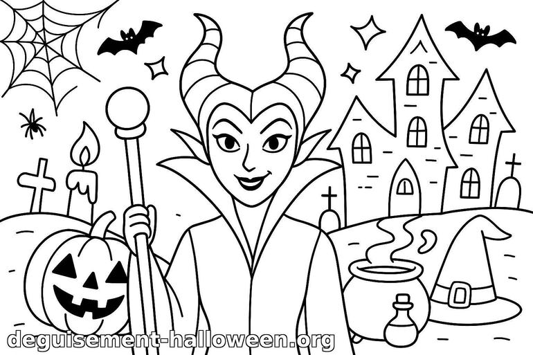 Coloriage sorcière d'Halloween