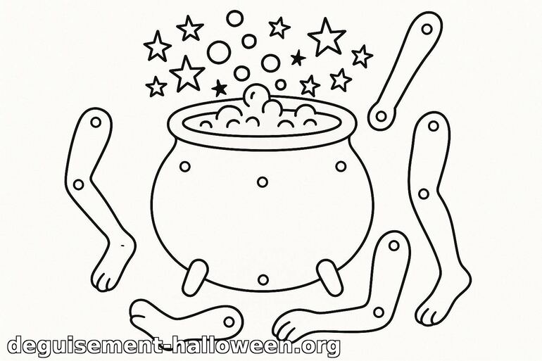Coloriage chaudron magique d'Halloween