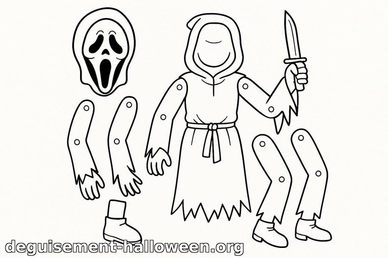 Coloriage de déguisement Scream à assembler