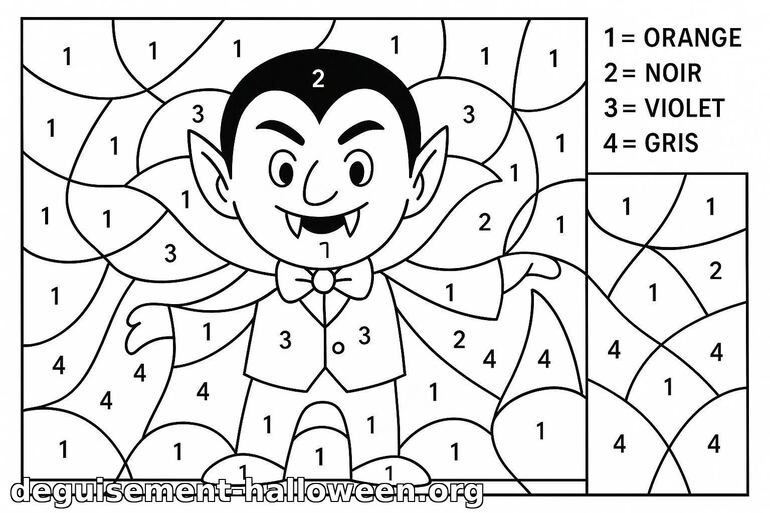 Coloriage de vampire à numéro