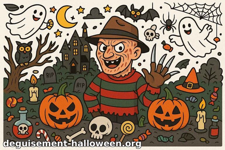 Dessin Halloween avec monstre et décor effrayant