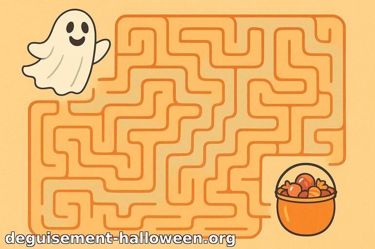 Labyrinthe Halloween fantôme et bonbons