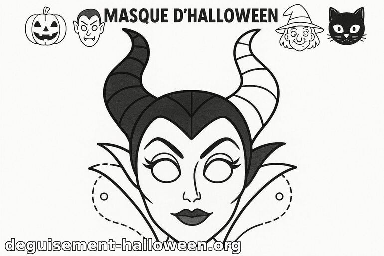 Masque d'Halloween : Coloriage Méchante Sorcière