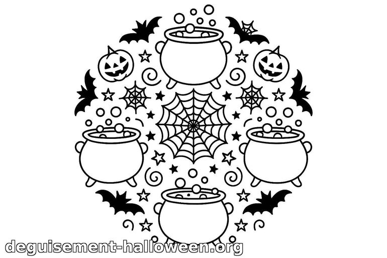 Coloriage de chaudrons magiques d'Halloween