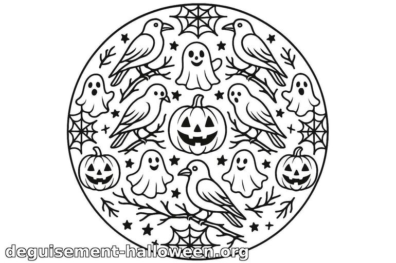 Coloriage de mandala Halloween