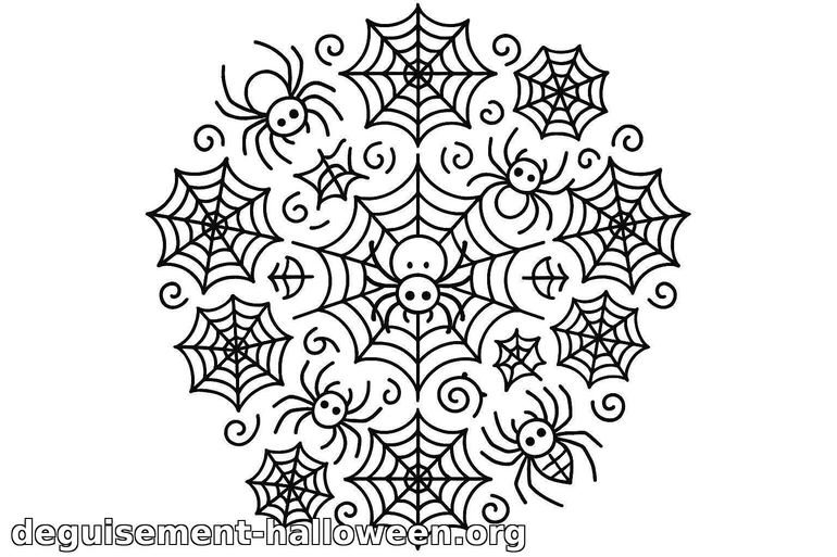 Coloriage de toiles d'araignée et araignées