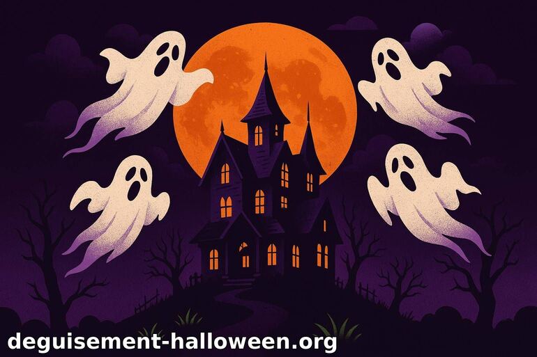 Dessins de maison hantée et de fantômes pour Halloween