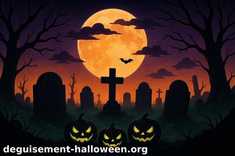 Illustration de cimetière d'Halloween effrayant