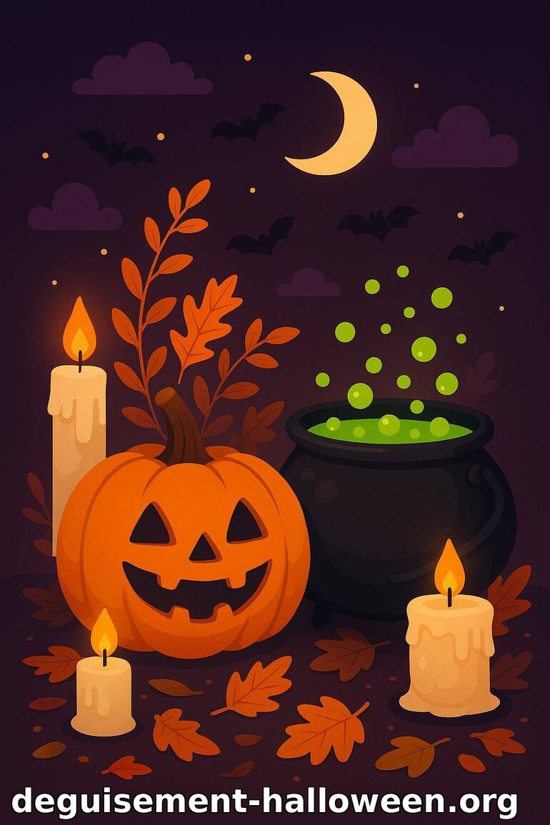 Décoration Halloween : citrouille et chaudron magique