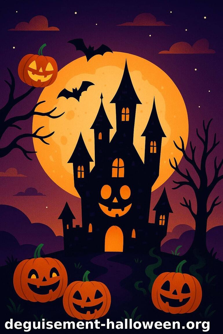Illustration de château hanté d'Halloween