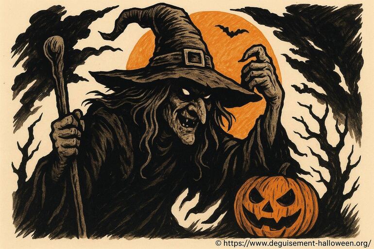 Dessin de sorcière effrayante pour Halloween : idées et modèles inspirants