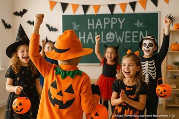 Les enfants fêtent halloween à l'école d'aigaliers en octobre 2025