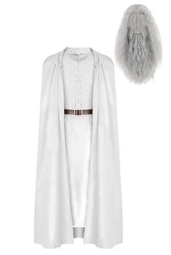 Seaehey Gandalf Costume de cosplay - Cape blanche avec capuc