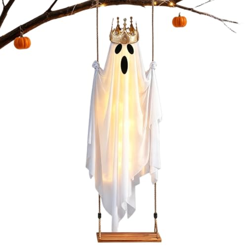 Fantôme oscillant avec lumière, 150 cm, décoration à suspend