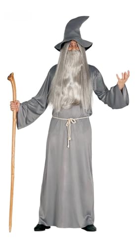 Gandalf Costume de sorcier pour homme avec robe grise, chape