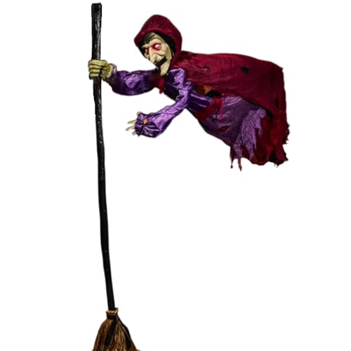 HGDUKBAL Décoration dhalloween Sorcière Volante Animatroniqu