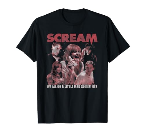 Scream We All Go A Little Mad Photo Collage Horror Movie T-S