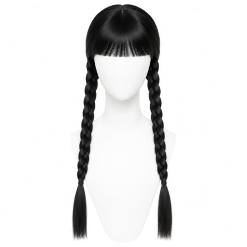 Mercredi Adams Perruque, Perruque Mercredi Addams Adulte, Pe