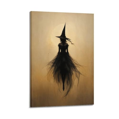 Toile murale Silhouette de sorcière gothique Halloween 30,5 