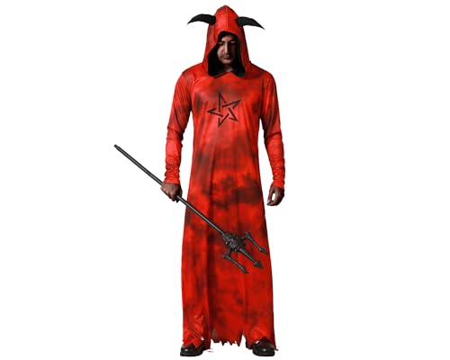 Atosa déguisement démon rouge tunique avec capuchon homme ad